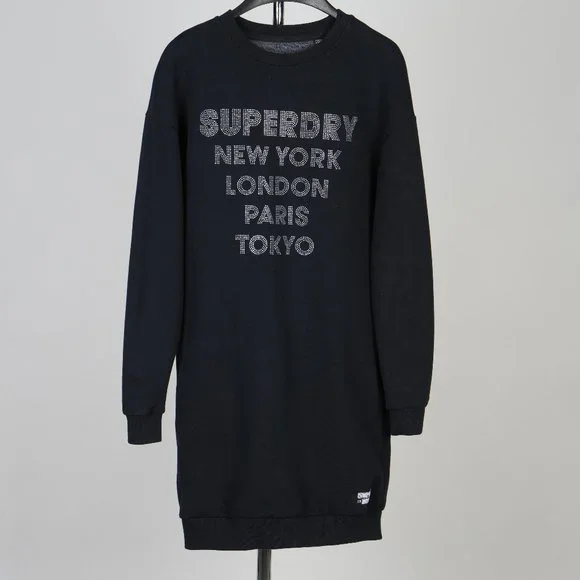 Superdry | Dresses | Superdry Embellished Sweat Dress In Black Size Us 4 |  Poshmark